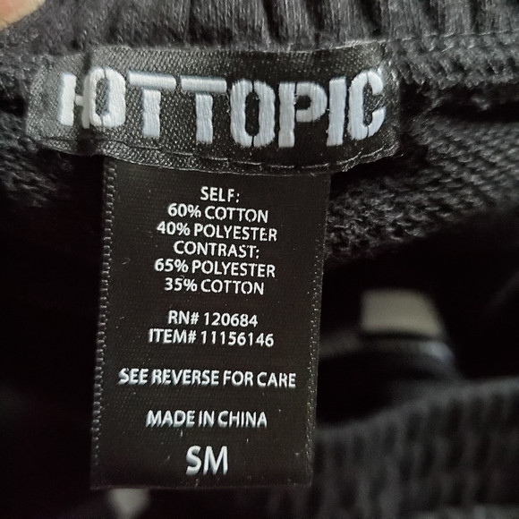 HOT TOPIC Black Tear Away Pants Unisex Sz. Small - Picture 2 of 2